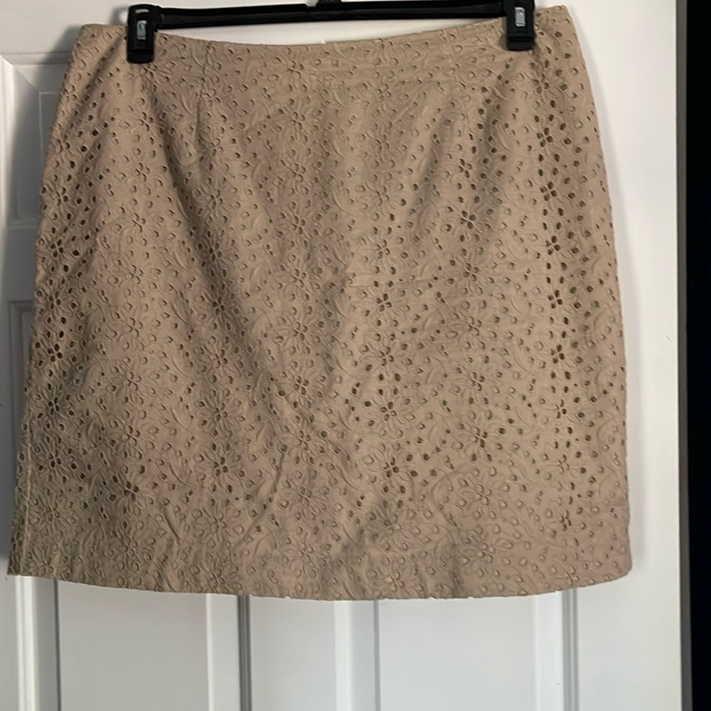 Talbots Tan Eyelet Cotton Skirt Size 18WP